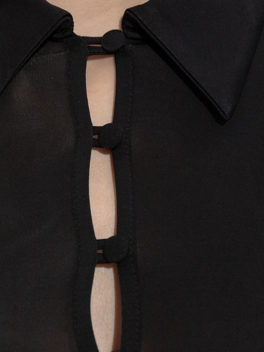 GANNI Blusa nera con lacci in vita