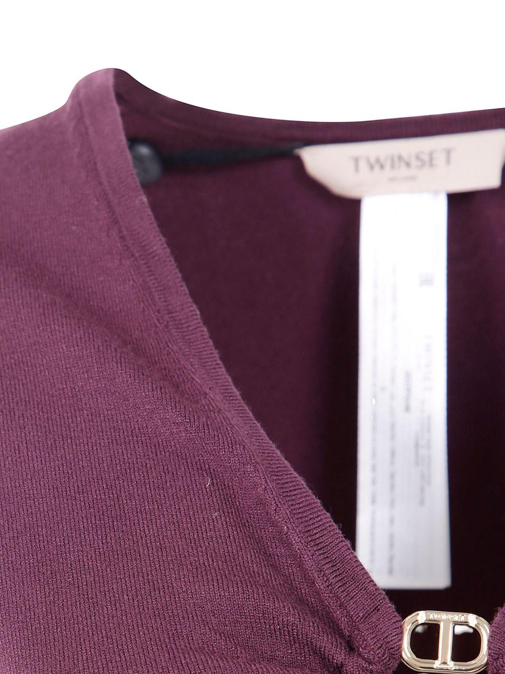 TWINSET Abito burgundy con scollo a "V"