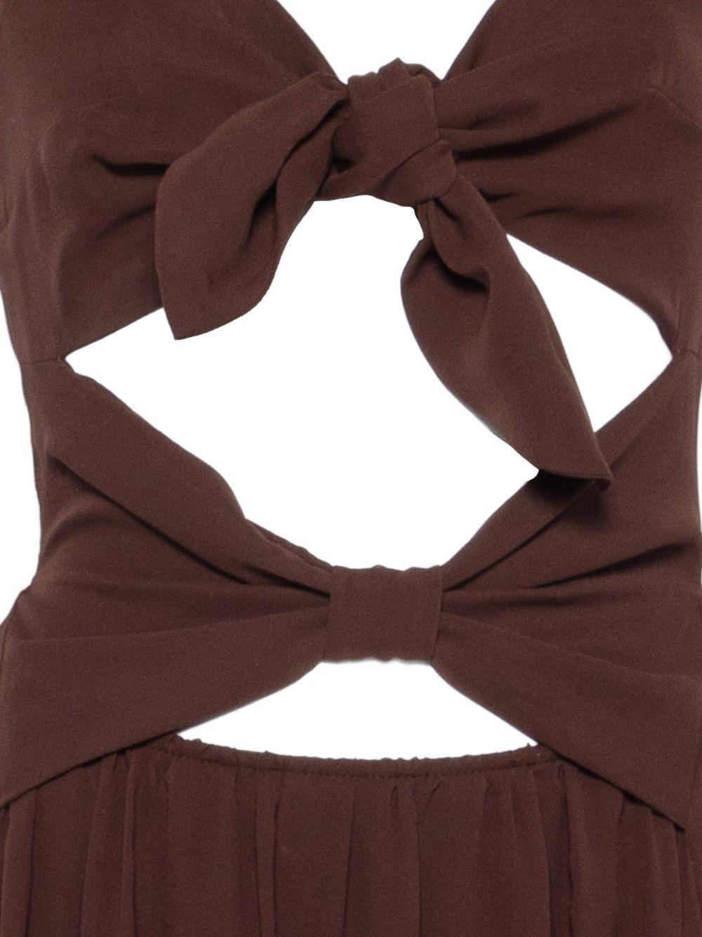 RAQUEL DINIZ Vestito lungo marrone con dettagli cut-out