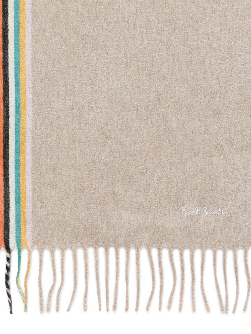 PAUL SMITH Sciarpa in cashmere beige con strisce colorate