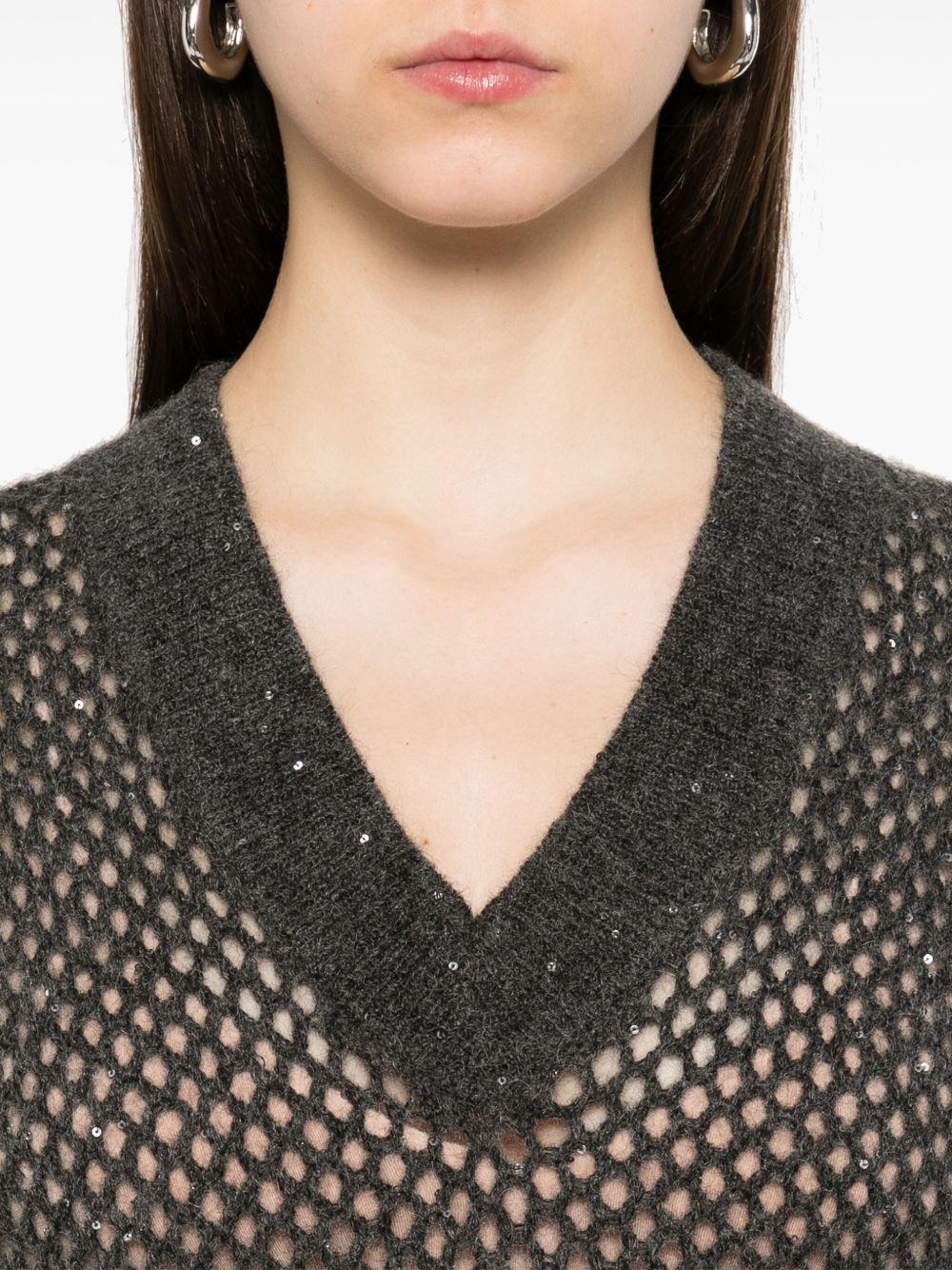 BRUNELLO CUCINELLI Maglia grigia con scollo a V