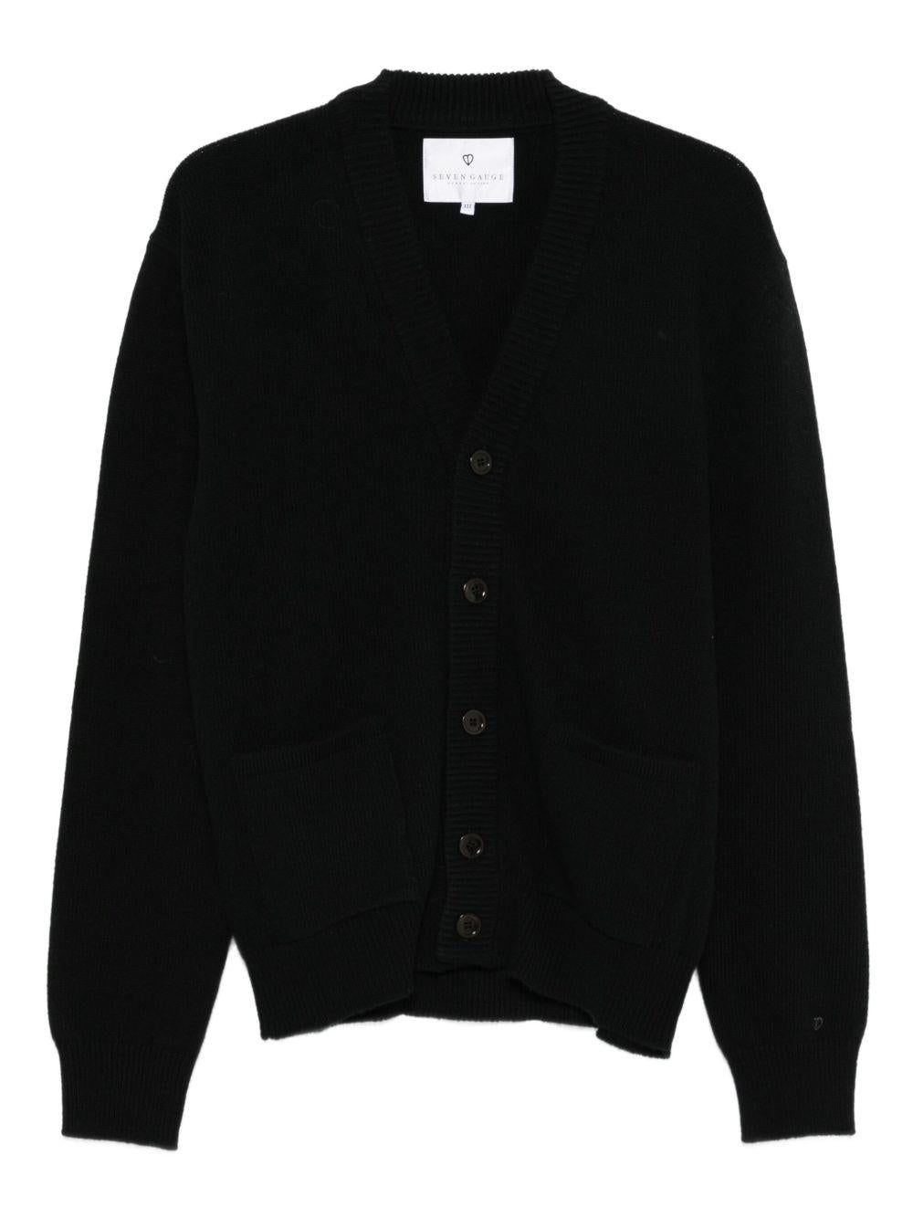 SEVEN GAUGE Cardigna nero in pura lana