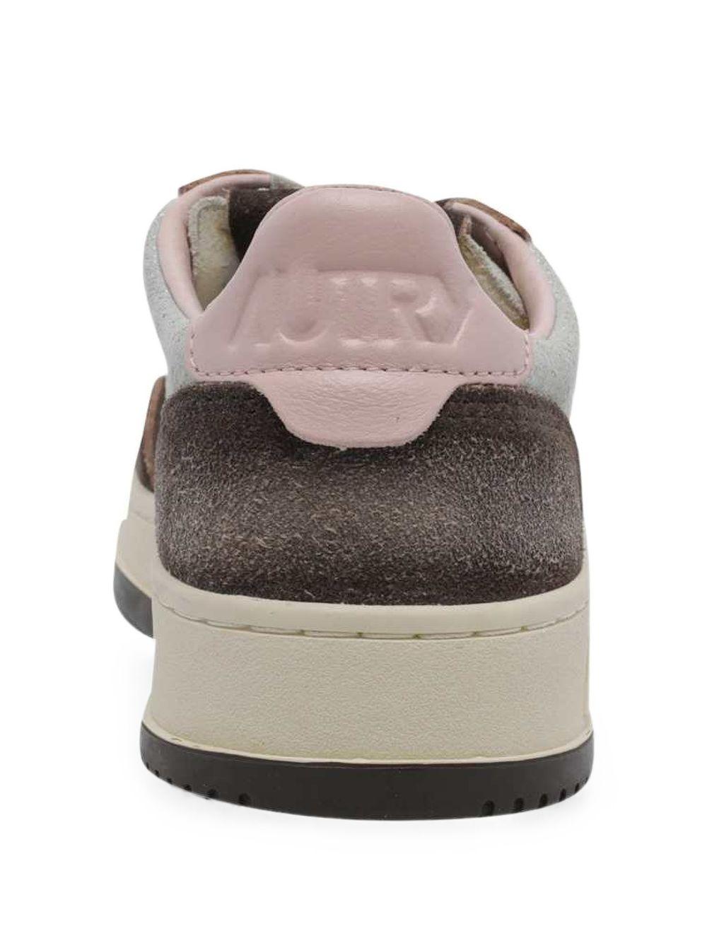 AUTRY Sneakers Medalist argento e marrone effetto vintage