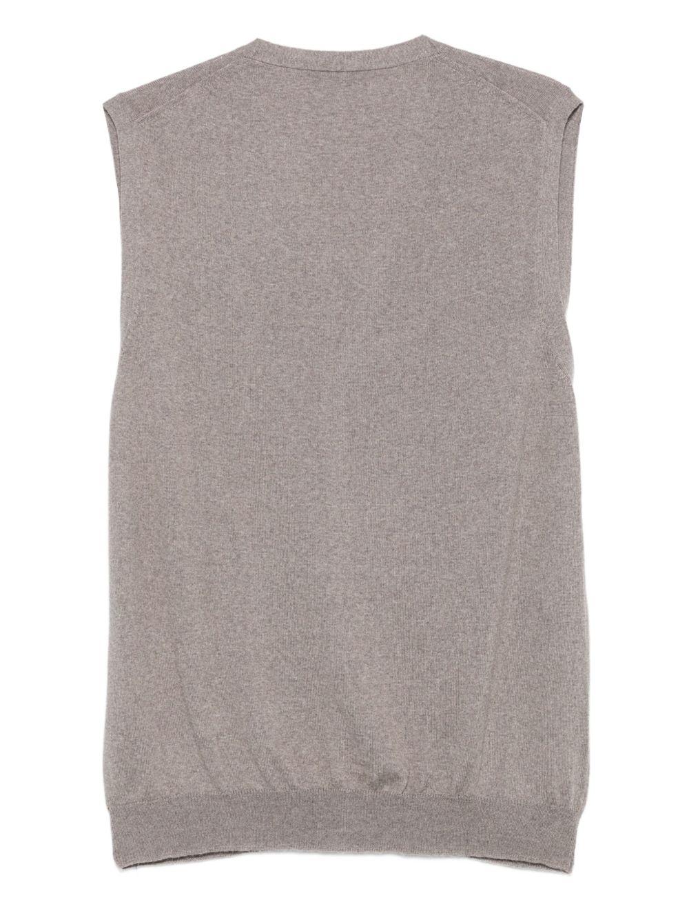 GRAN SASSO Cardigan smanicato grigio in lana merino