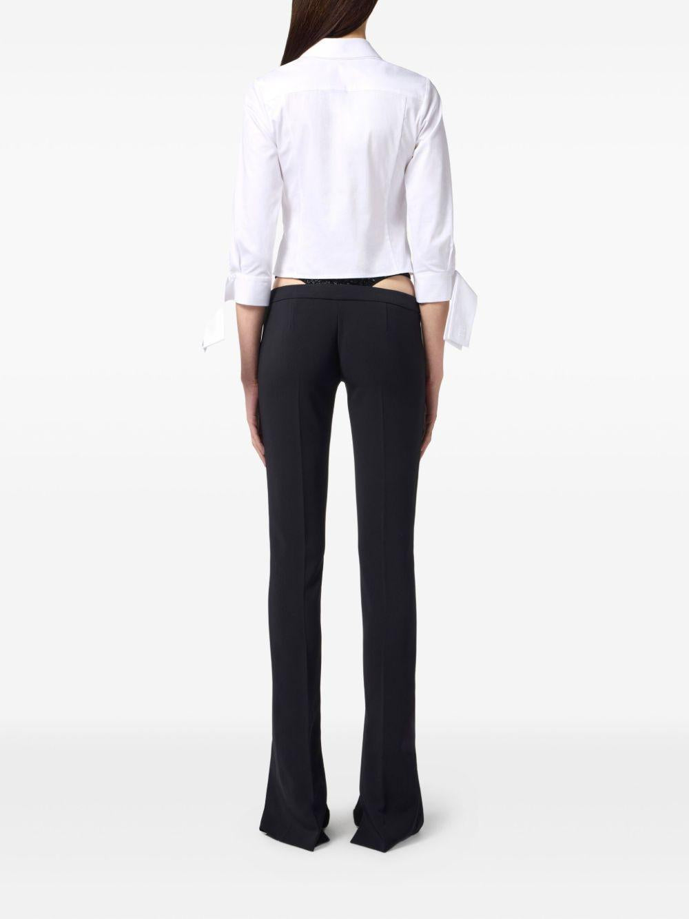 ELISABETTA FRANCHI Camicia in cotone popeline con papillon aperto