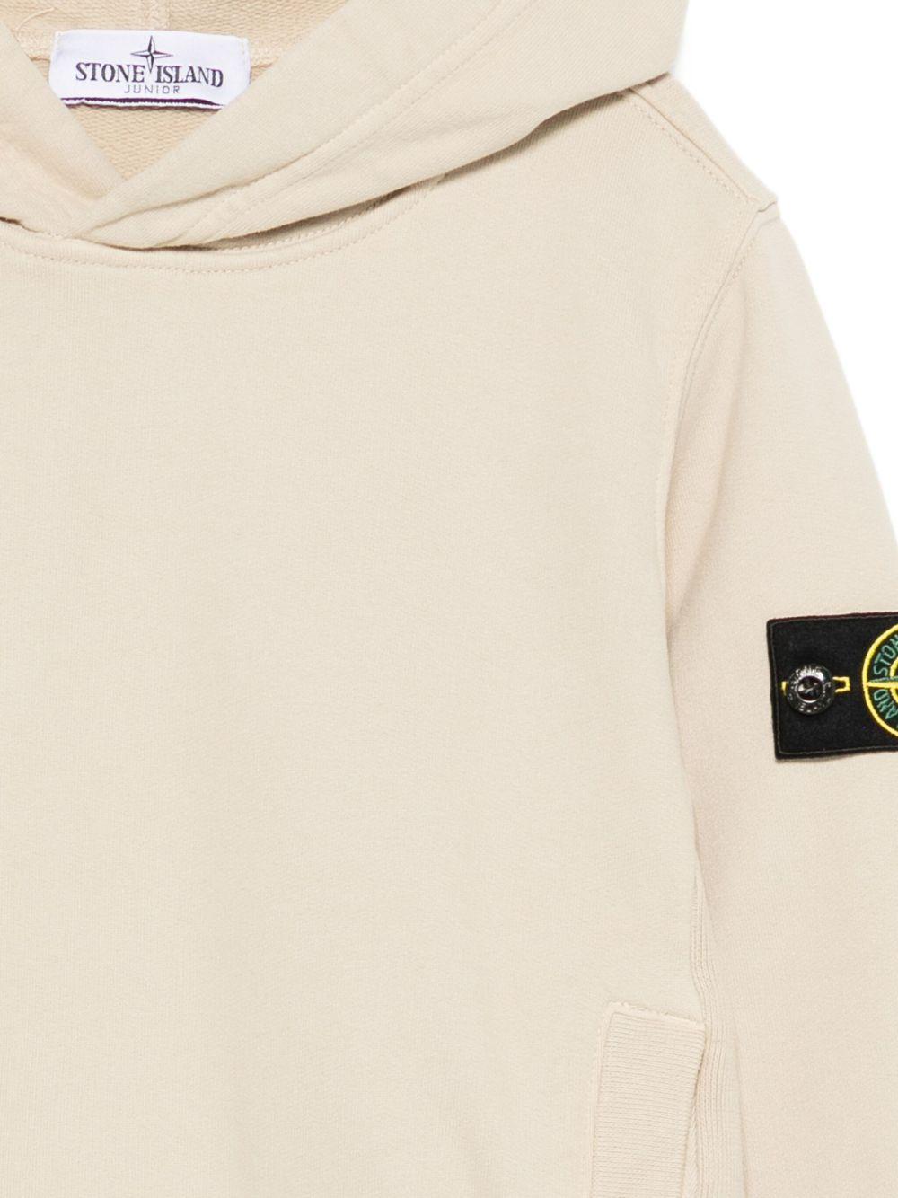 STONE ISLAND Felpa con cappuccio in cotone beige