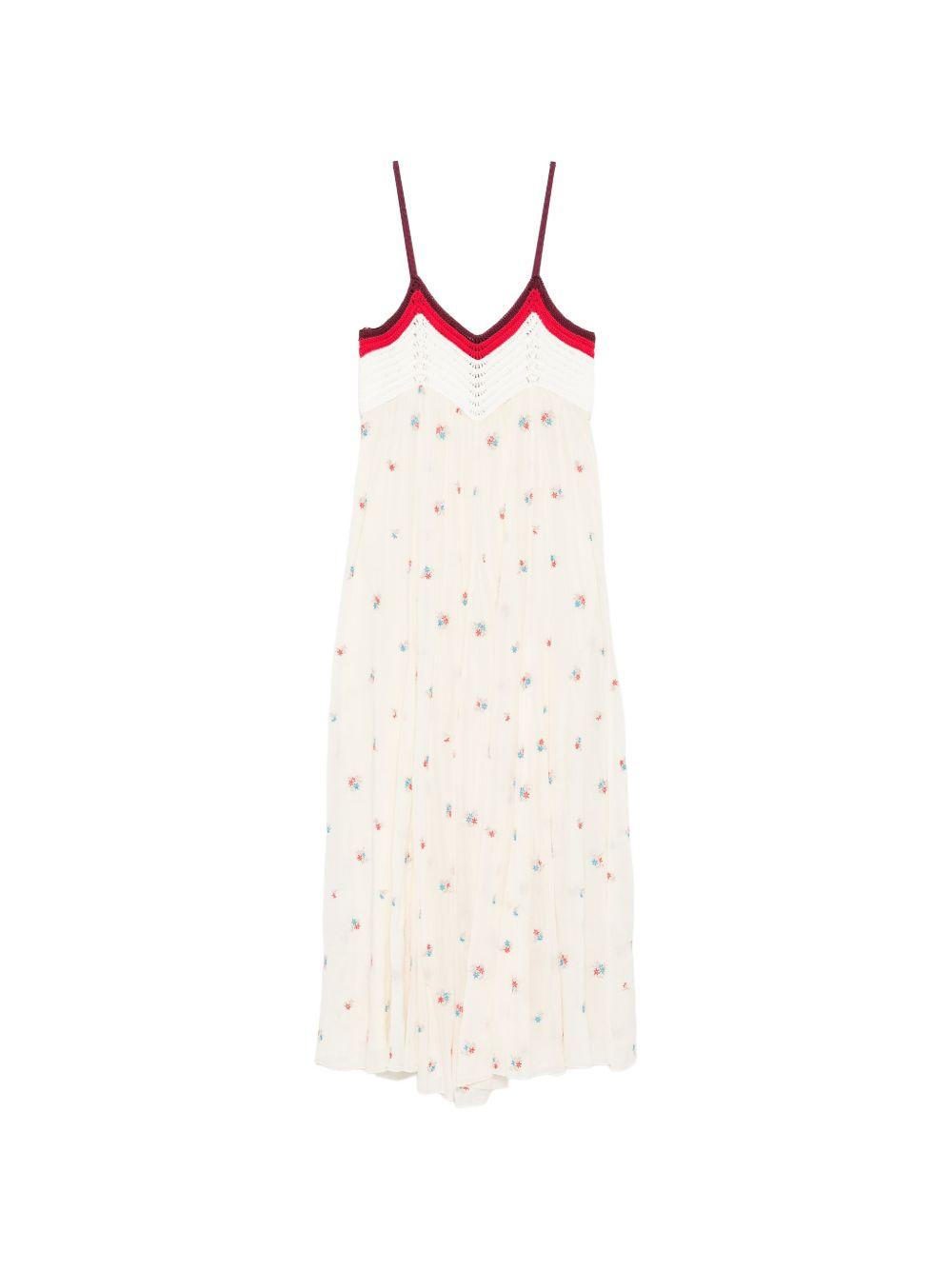 FORTE FORTE Abito lungo in cotone misto seta con micro fantasia