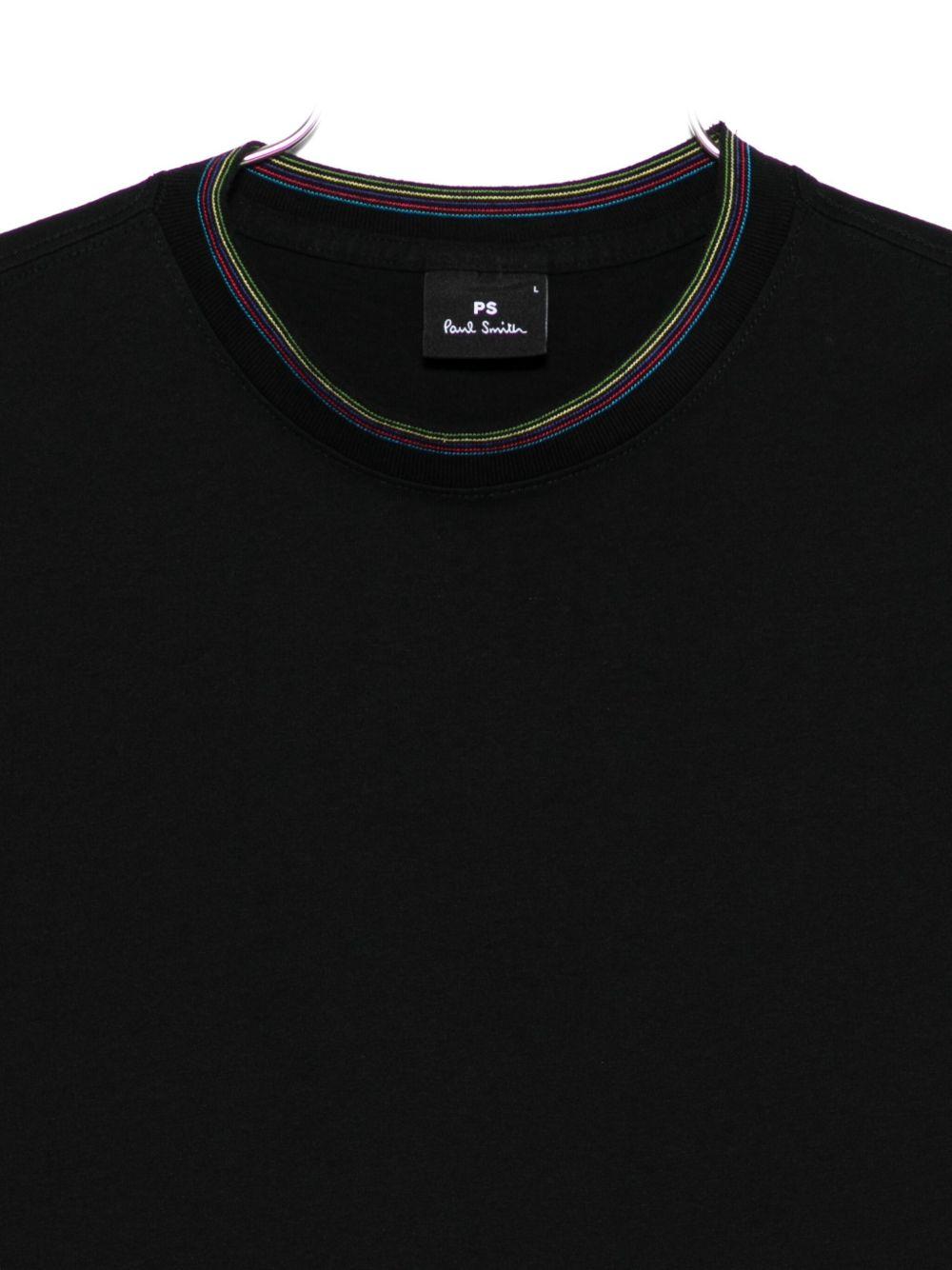 PS PAUL SMITH T-shirt nera con girocollo a righe