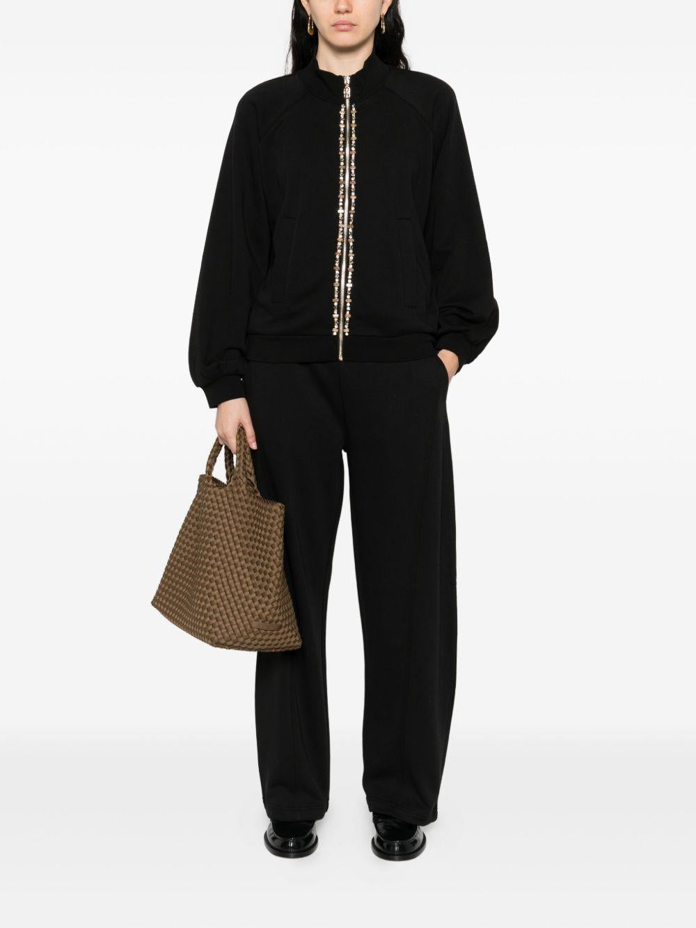 LIUJO Felpa nera in cotone con strass