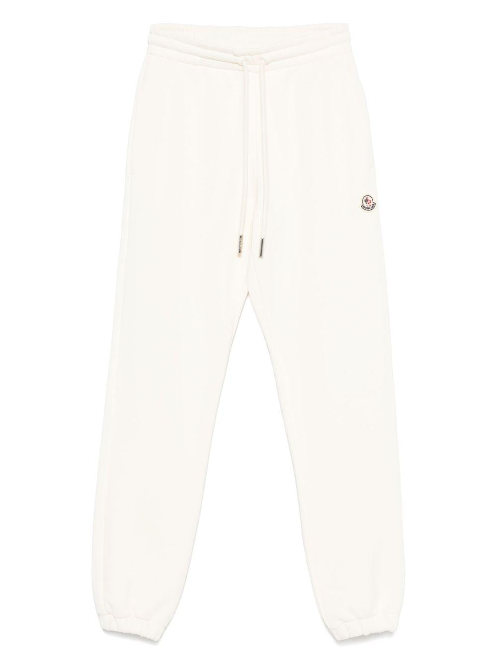 MONCLER Pantaloni sportivi tuta bianchi con coulisse in vita