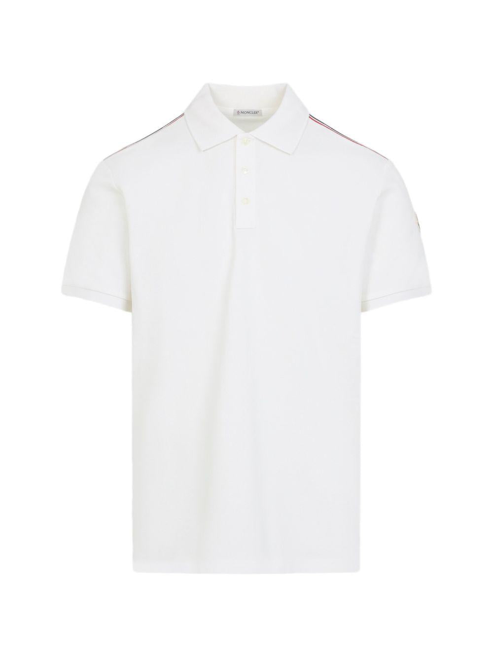 MONCLER Polo bianca a righe in cotone