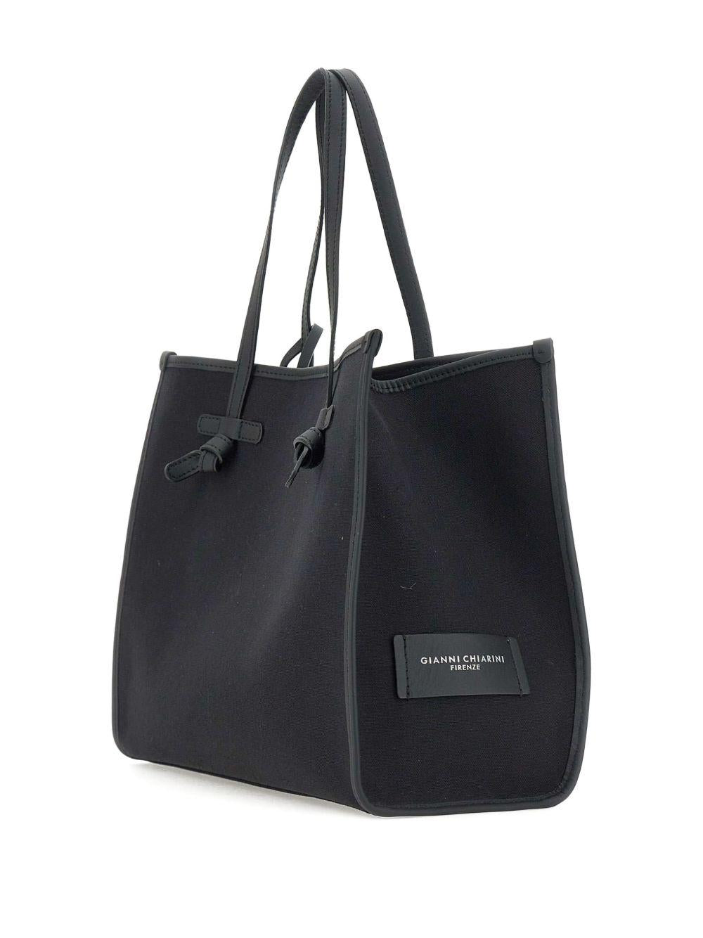 GIANNI CHIARINI Borsa shopping Marcella in cotone grigio scuro