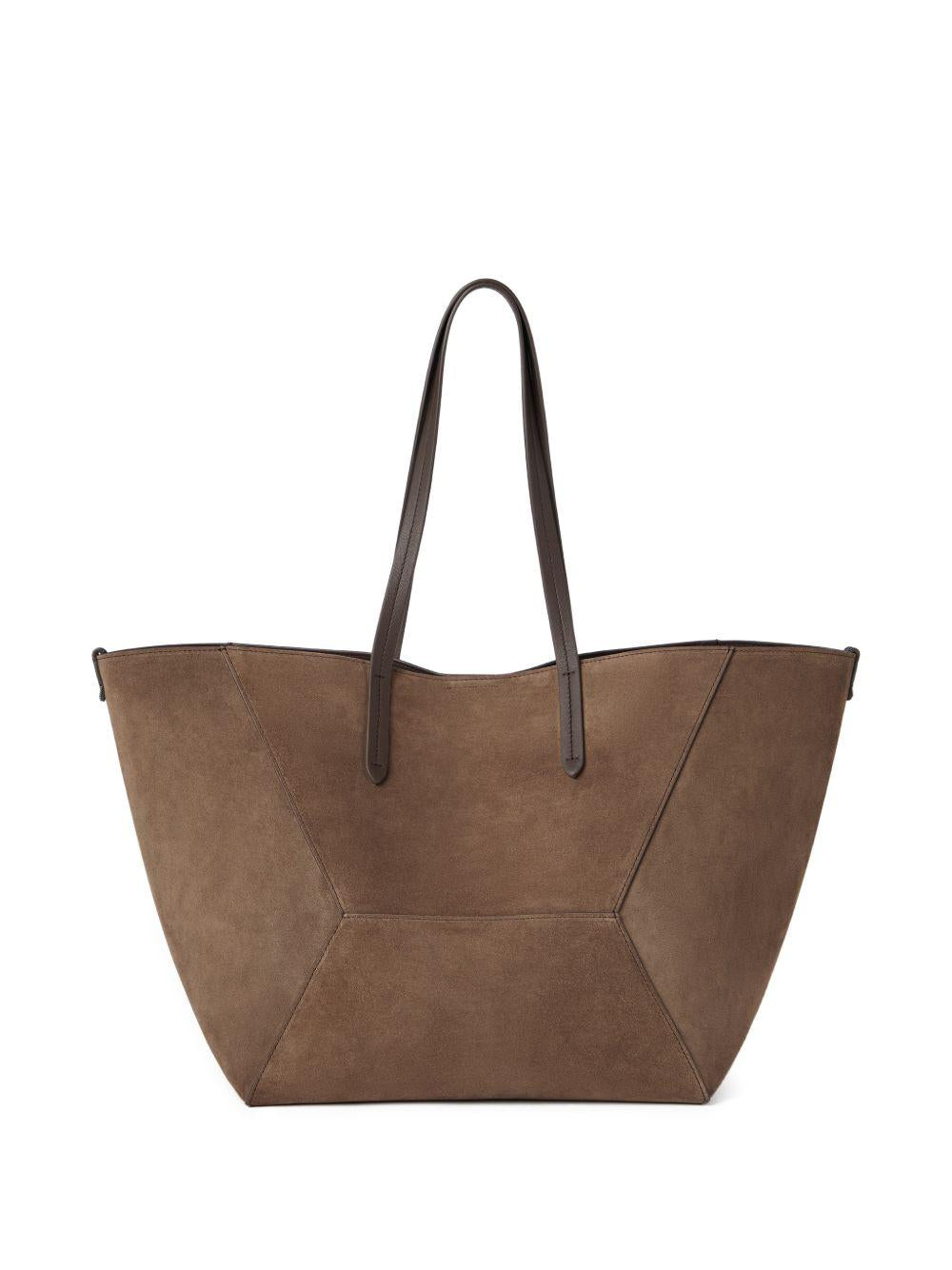 BRUNELLO CUCINELLI Maxi borsa shopping in pelle scamosciata marrone
