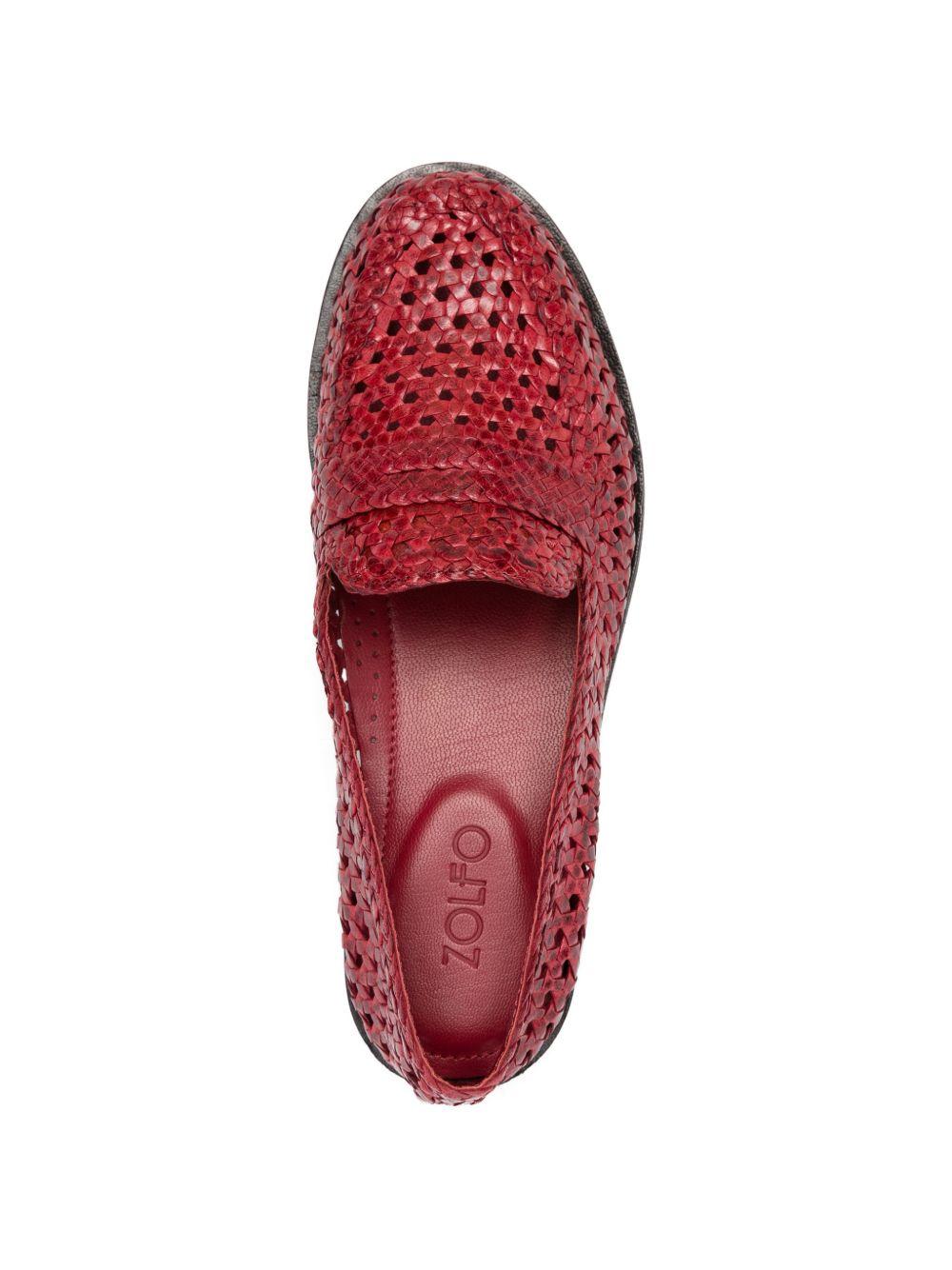 ZOLFO Mocassini Moon intrecciati rossi