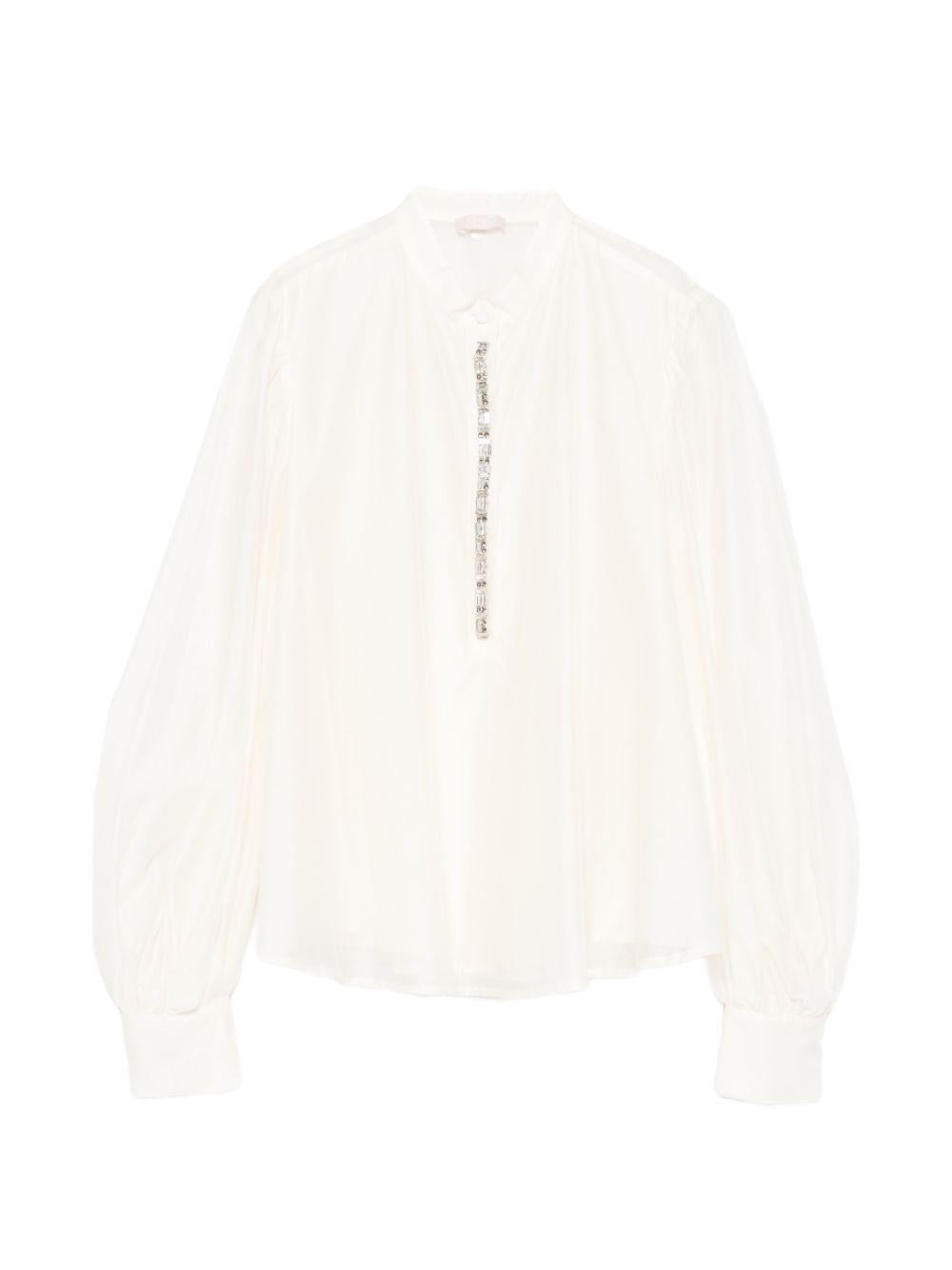 LIUJO Blusa camicia bianca impreziosita da trass