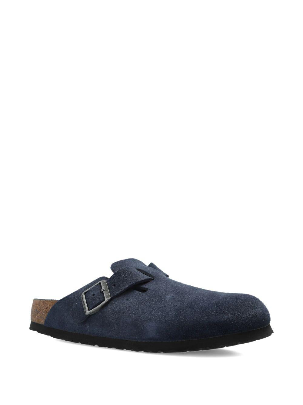 BIRKENSTOCK Zoccoli Boston in pelle scamosciata blu navy con cinturino regolabile