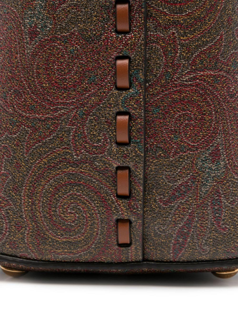 ETRO Borsa shopping in pelle di vitello marrone con stampa paisley