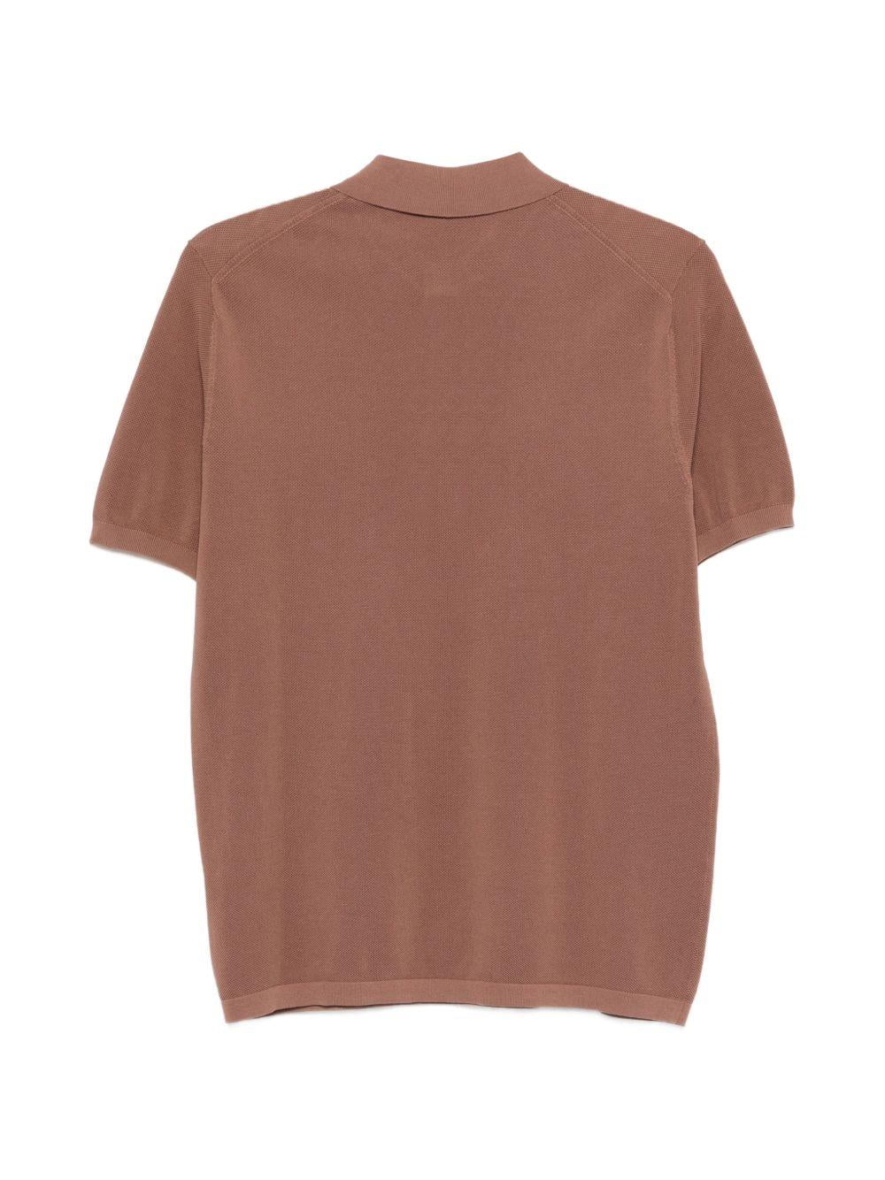 ASPESI Polo in maglia di cotone marrone