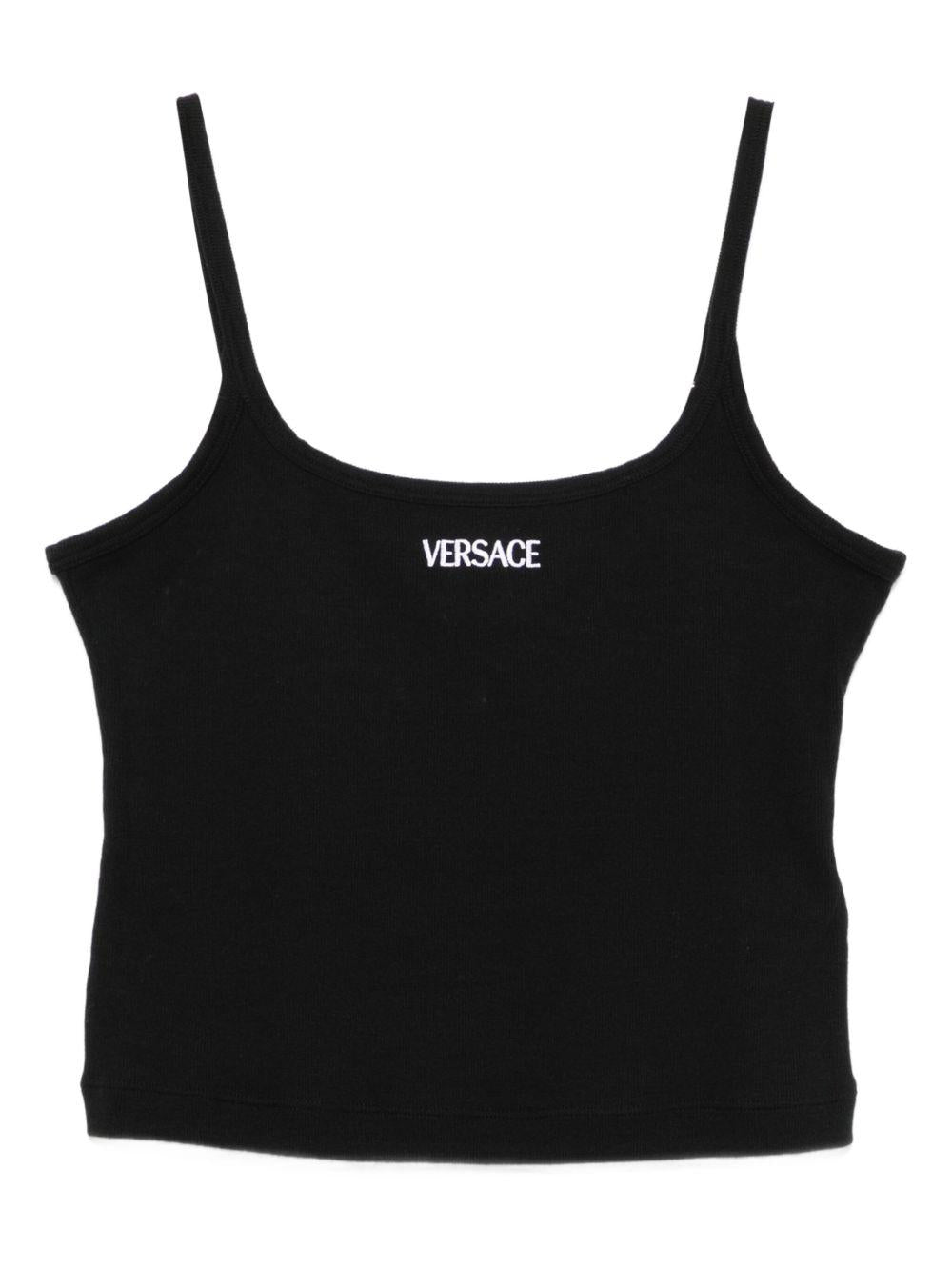 VERSACE Top nero con logo