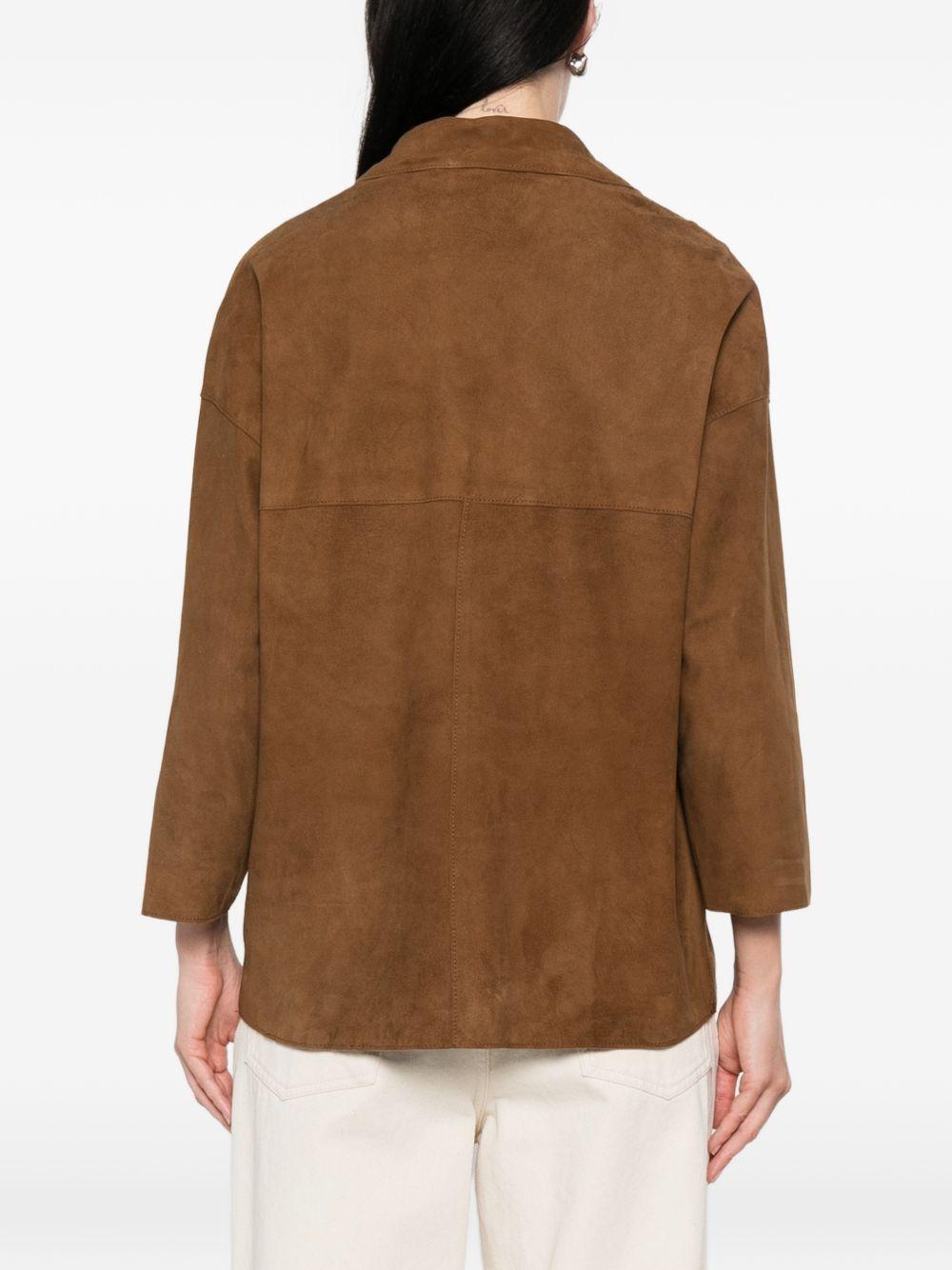 THE JACK AND JACKIE LEATHERS Giacca in pelle scamosciata monopetto con tasche sul petto