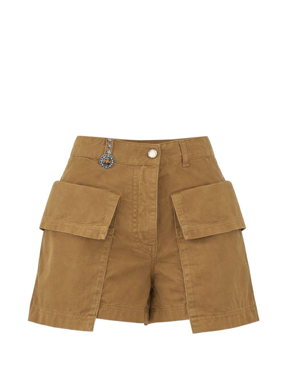 PINKO Shorts Campobasso in cotone marrone con tasche