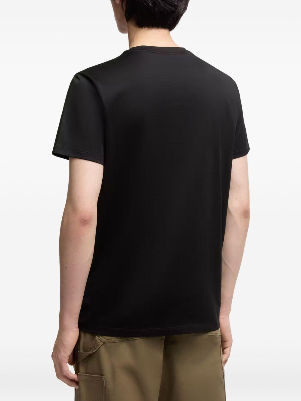 MONCLER T-shirt nera in cotone con logo ricamato