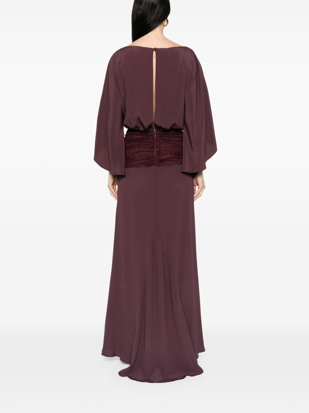 PINKO Abito lungo Radicchio con ricamo in pizzo in vita