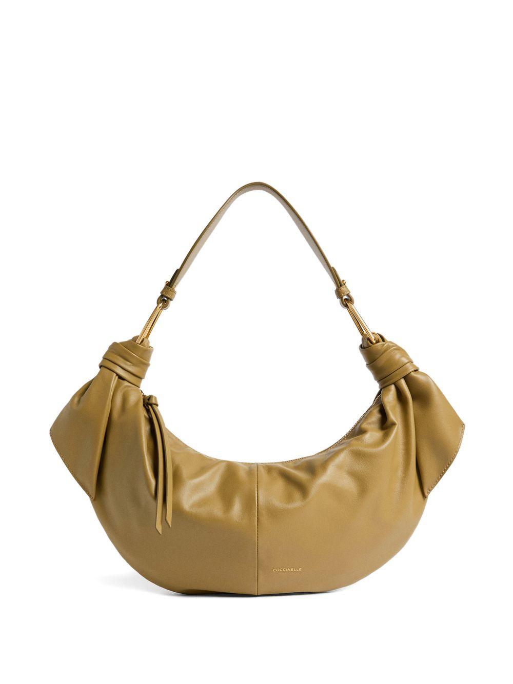 COCCINELLE Borsa a spalla a semiluna verde con nodi