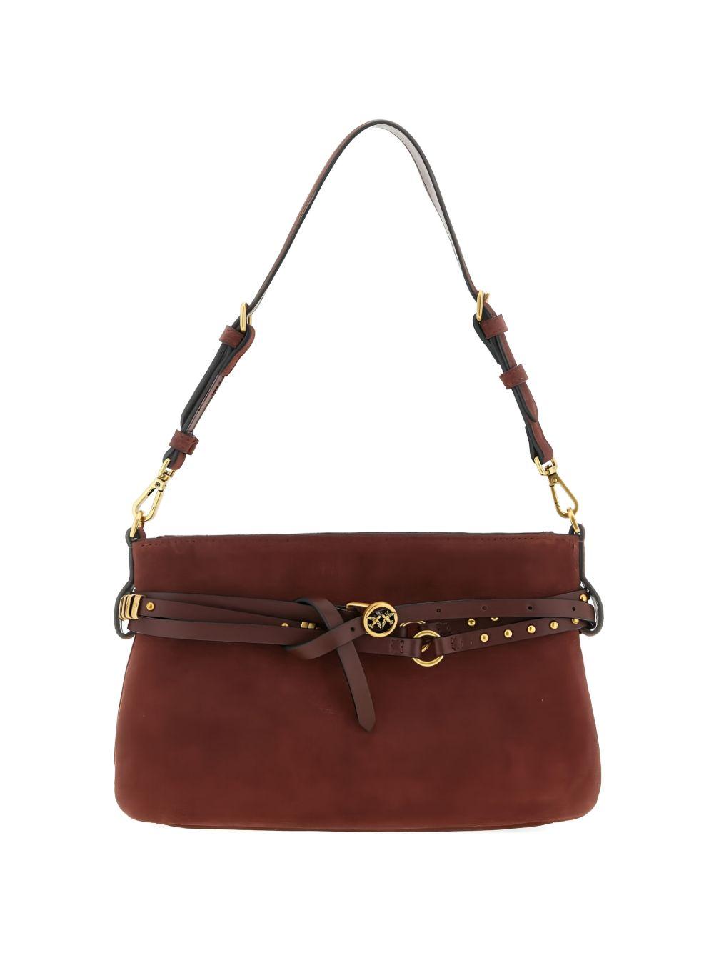 PINKO Borsa a tracolla "Small Belt" in suede bordeaux