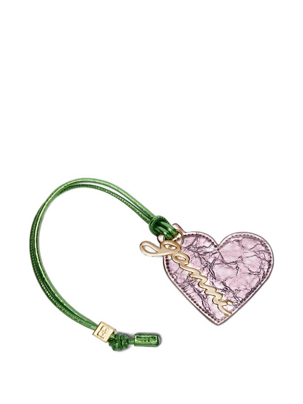 GANNI Portachiavi a cuore rosa con dettagli dorati