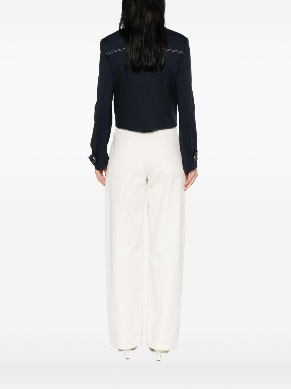 LIUJO Giacca blu con cuciture in vista bianche