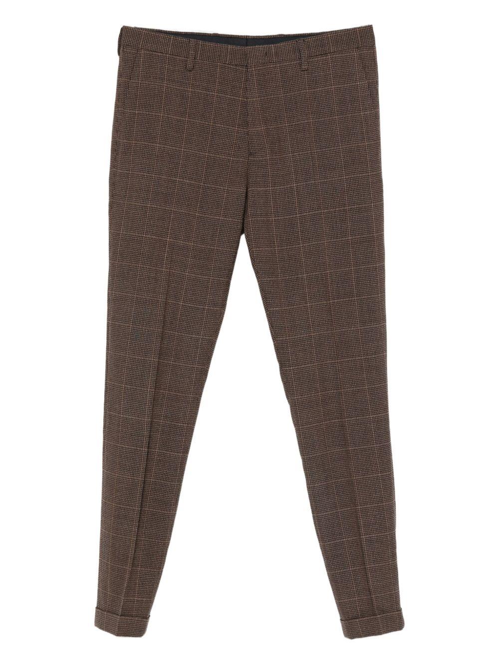 PAUL SMITH Pantaloni in lana e cashmere marrone con fantasia check