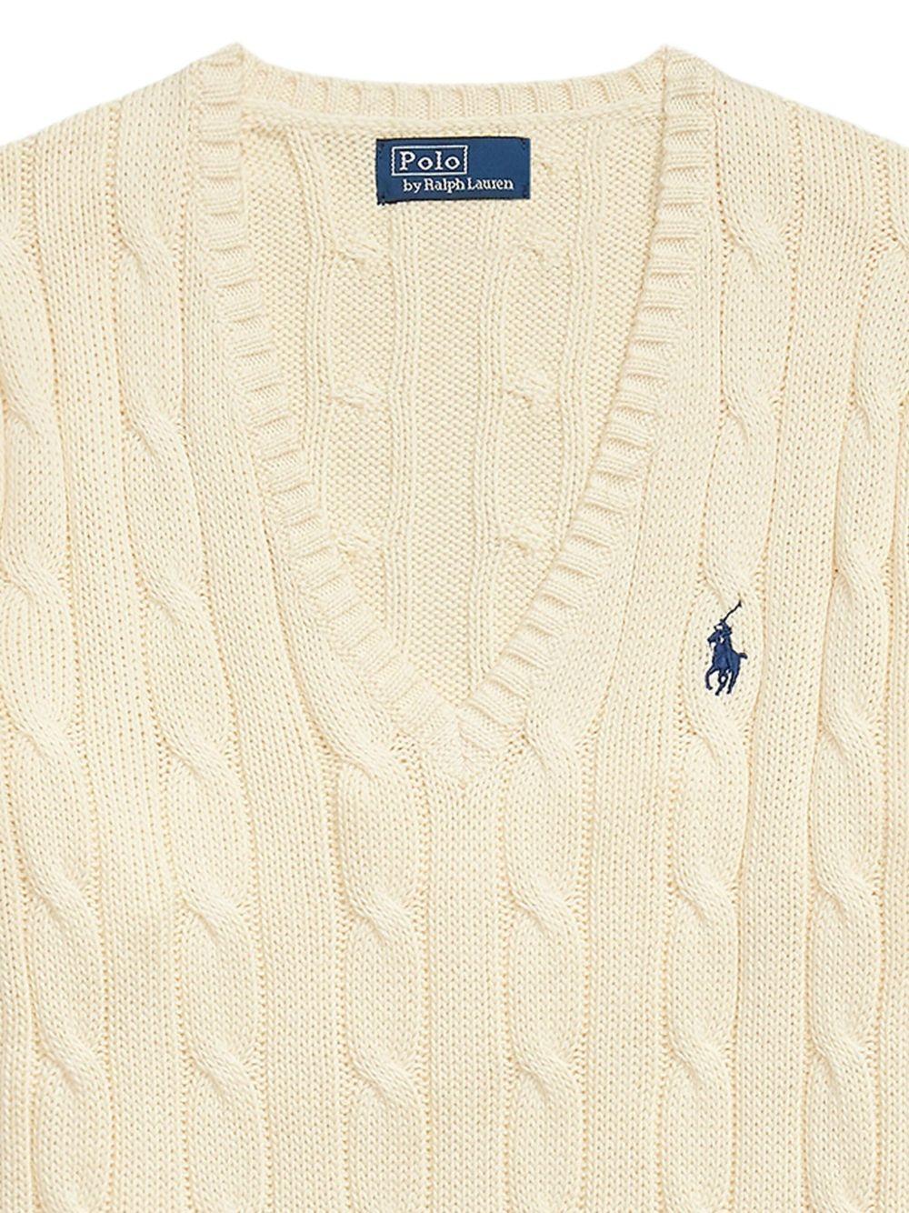 POLO RALPH LAUREN Maglia girocollo a trecce beige