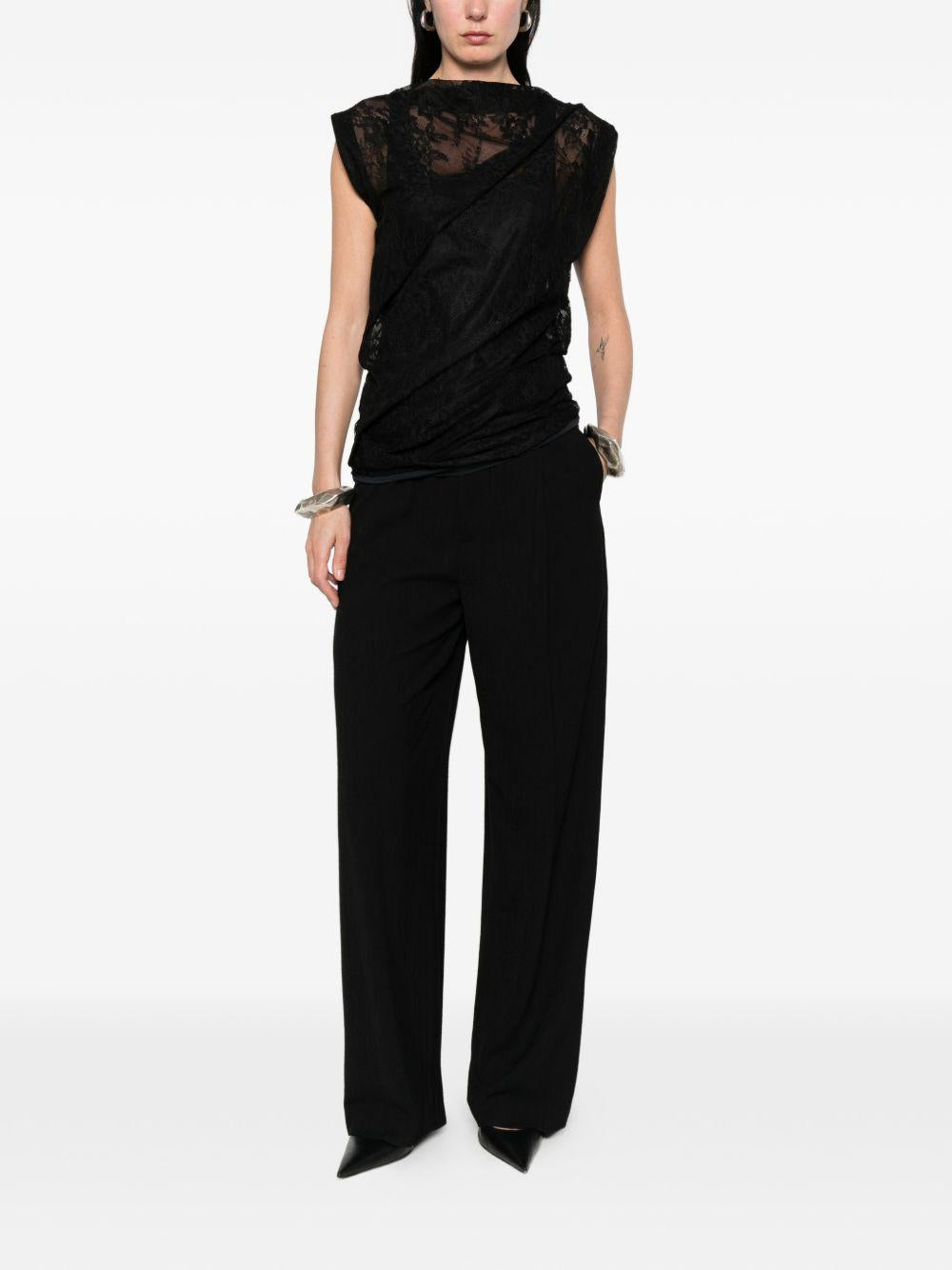 SPORTMAX Top Cupola con pizzo nero
