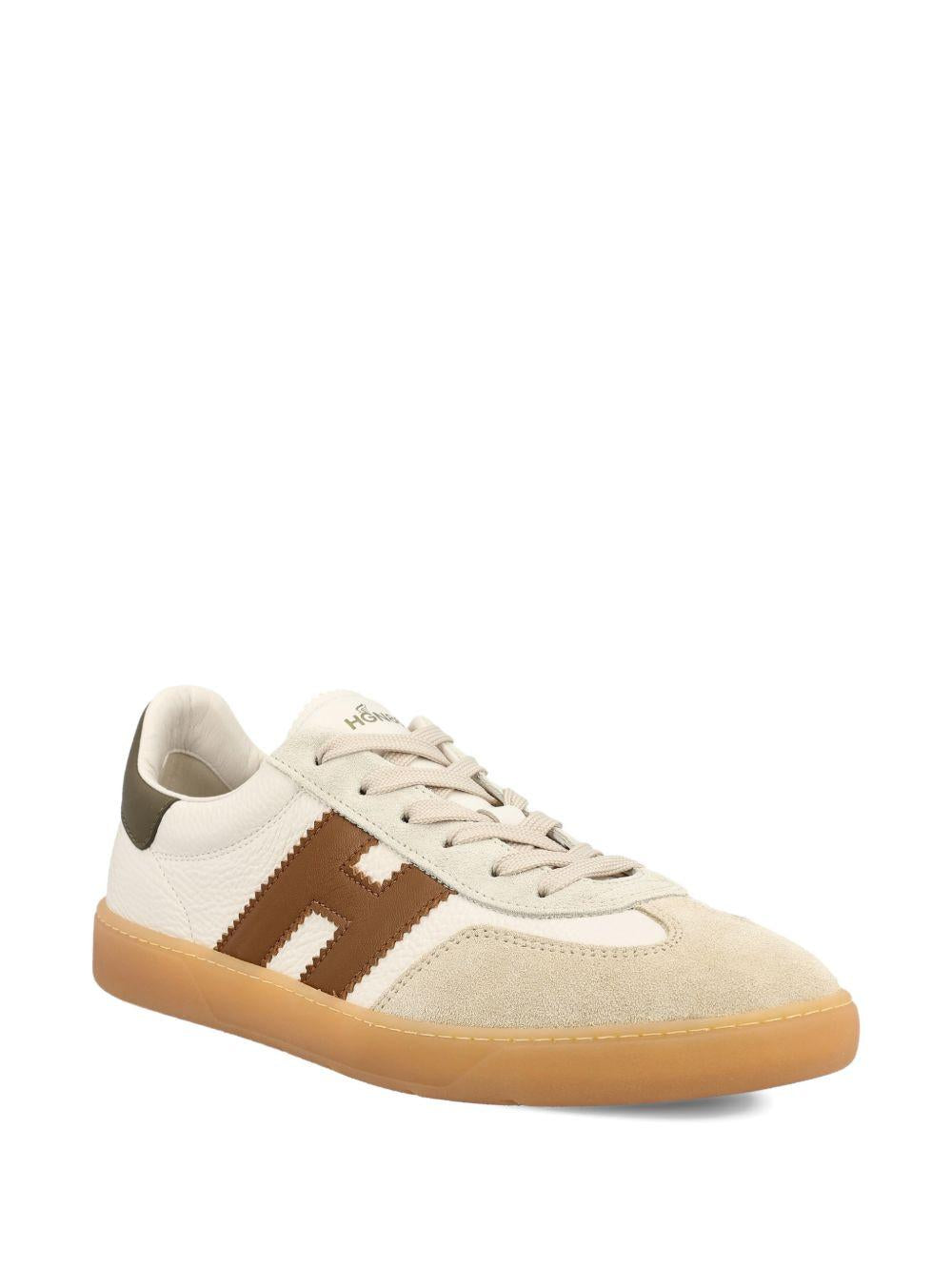 HOGAN Sneakers Cool in pelle e pelle scamosciata beige<BR/>