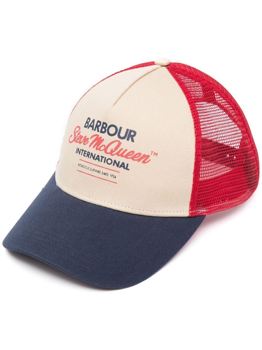 BARBOUR Cappello baseball blu bianco e rosso