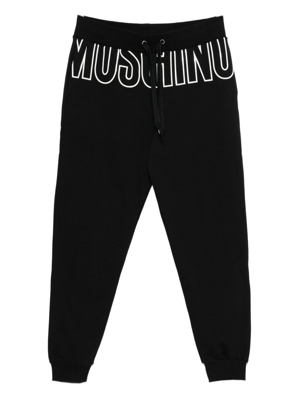 MOSCHINO UNDERWEAR Pantaloni tuta neri con logo tipo