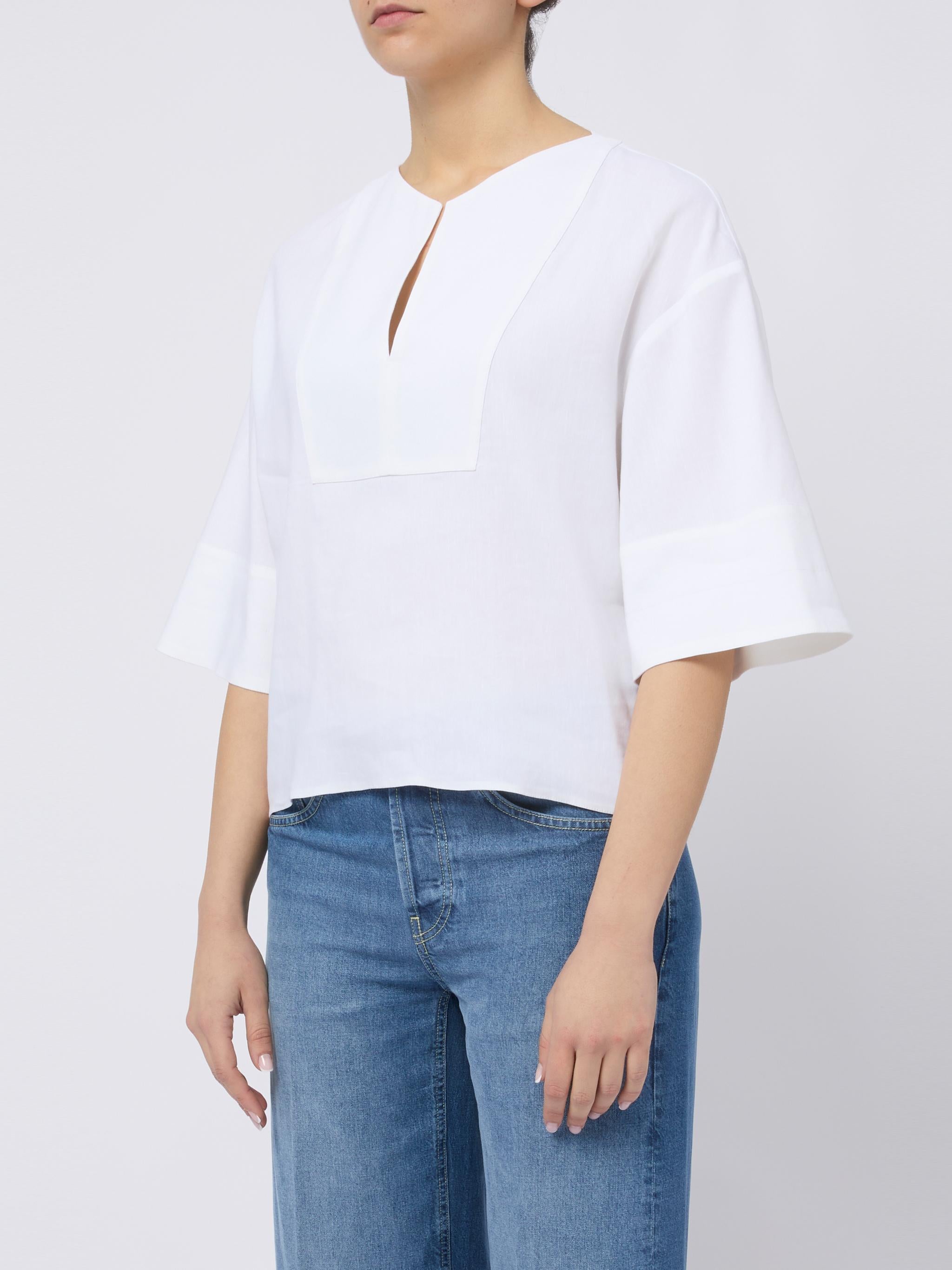 MAX MARA Blusa bianca Sospiro con maniche a 3/4