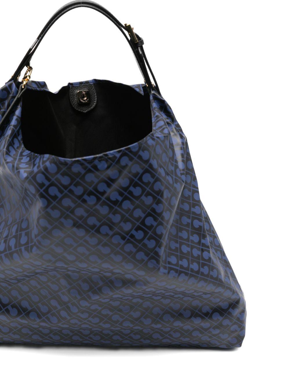 GHERARDINI Borsa a spalla Softy Odissey blu scuro con logo all-over