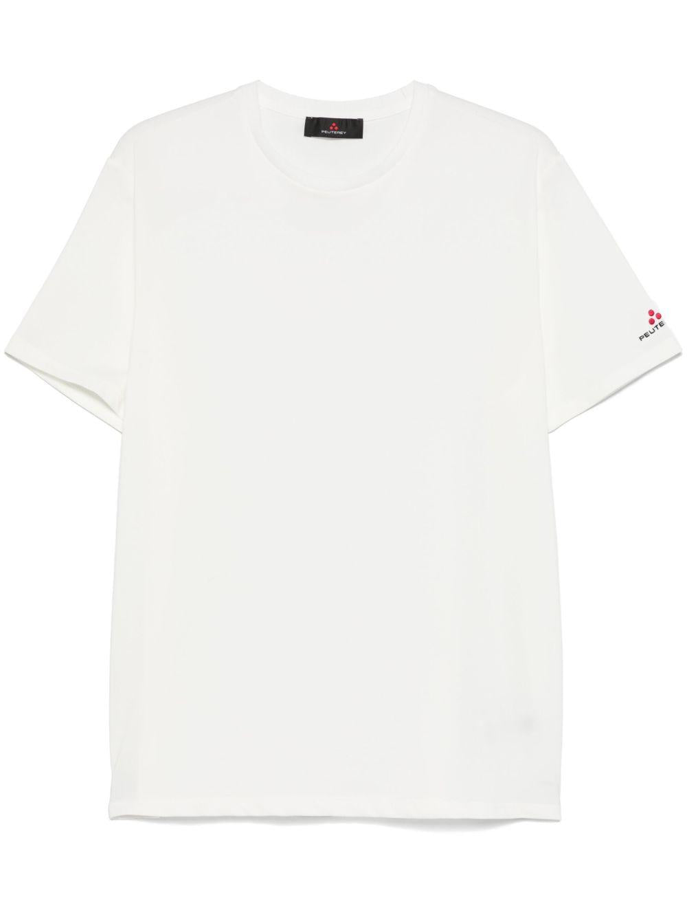PEUTEREY T-shirt bianca con logo a maniche corte