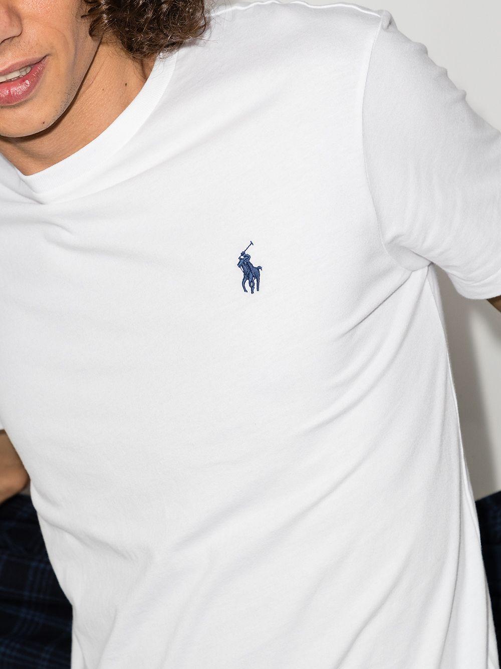 POLO RALPH LAUREN T-shirt in cotone bianco con cavallino blu