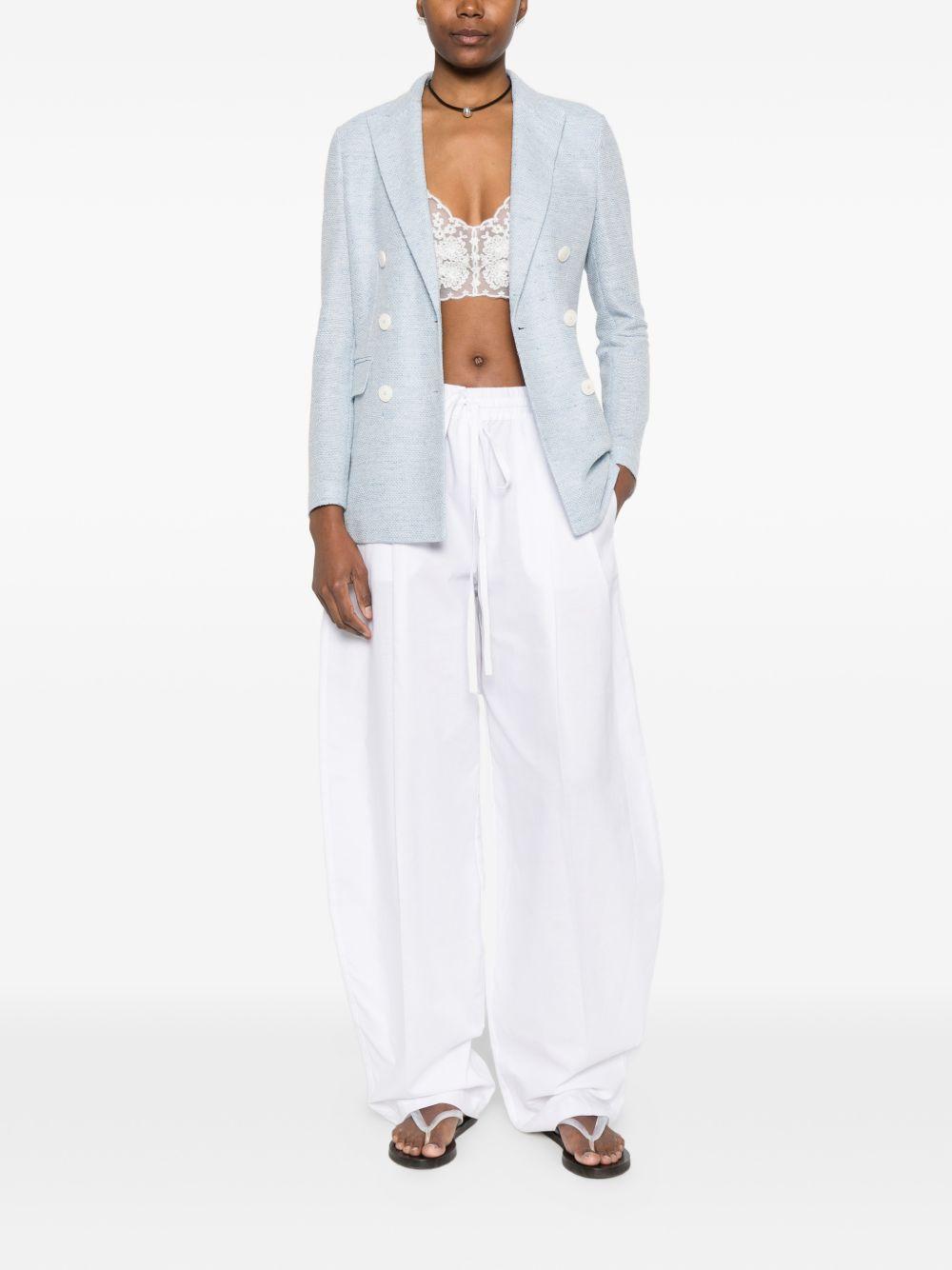 CIRCOLO 1901 Blazer doppiopetto celeste in lino con tasche