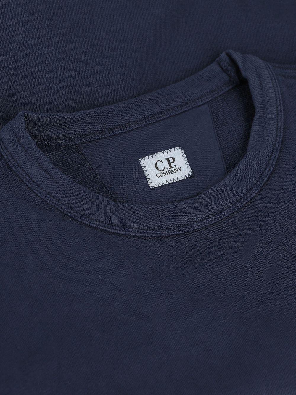 CP COMPANY Felpa in cotone blu con tasca e lente