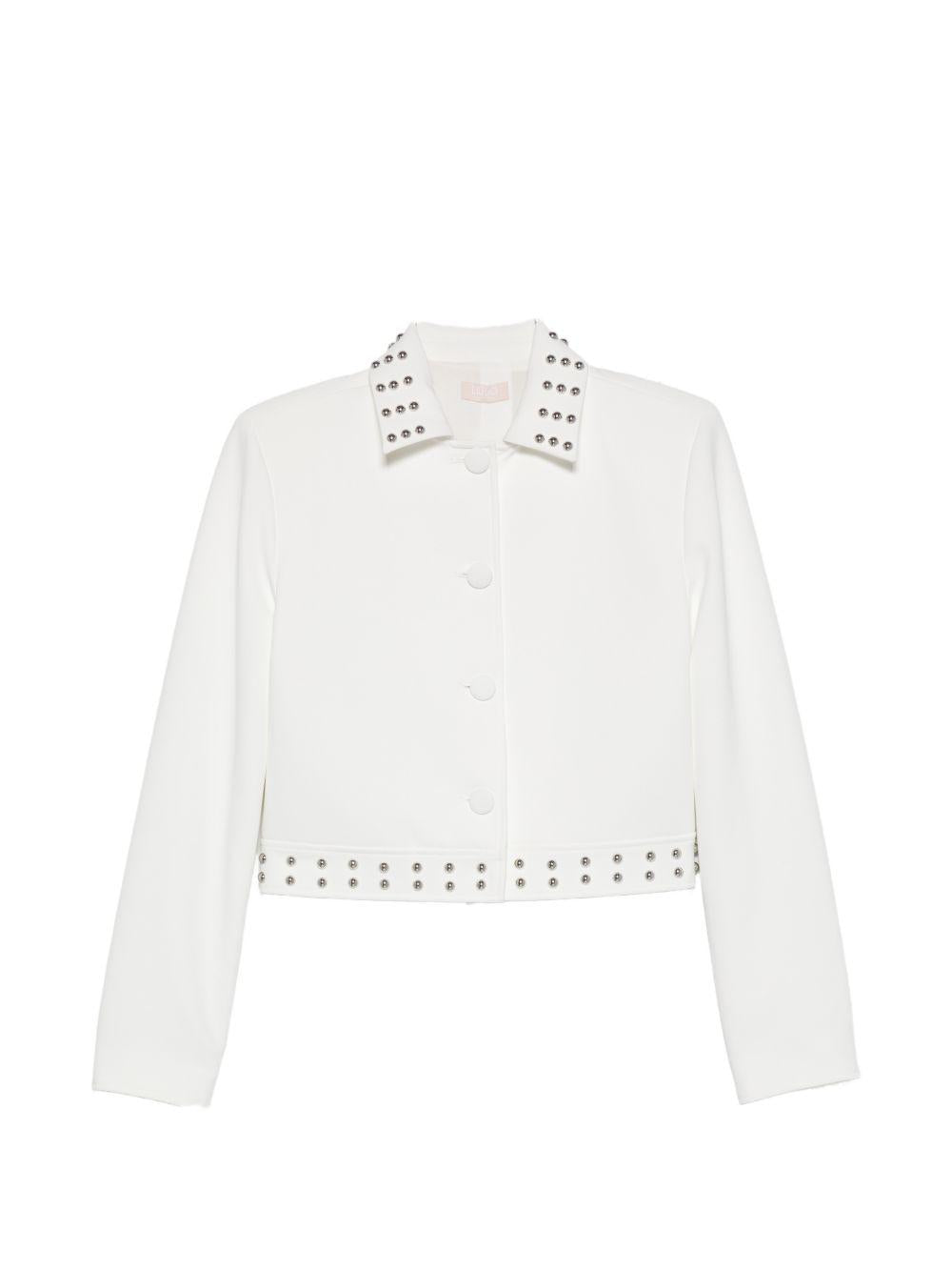 LIUJO Giacca bianca impreziosita da borchiette su collo e vita