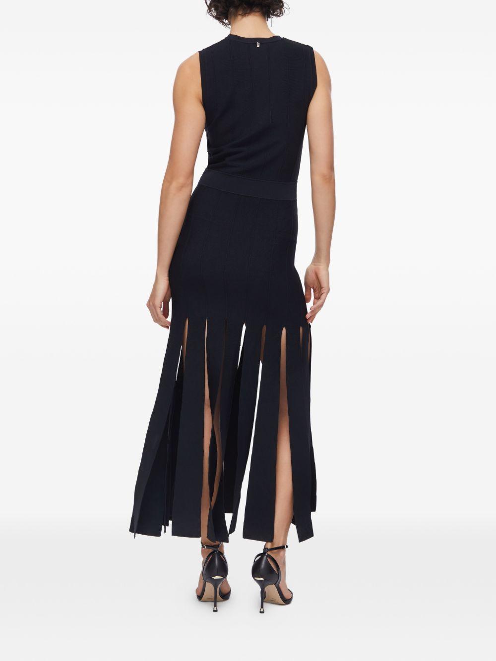 LIUJO Abito nero con gonna a frange larghe