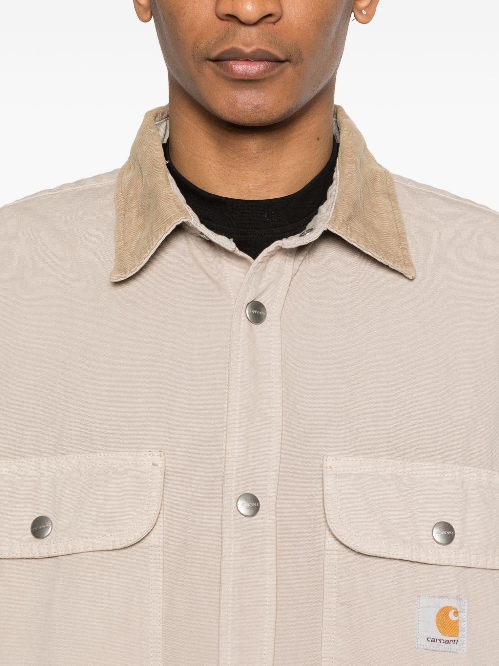 CARHARTT WIP Camicia in denim beige con tasche e colletto in velluto