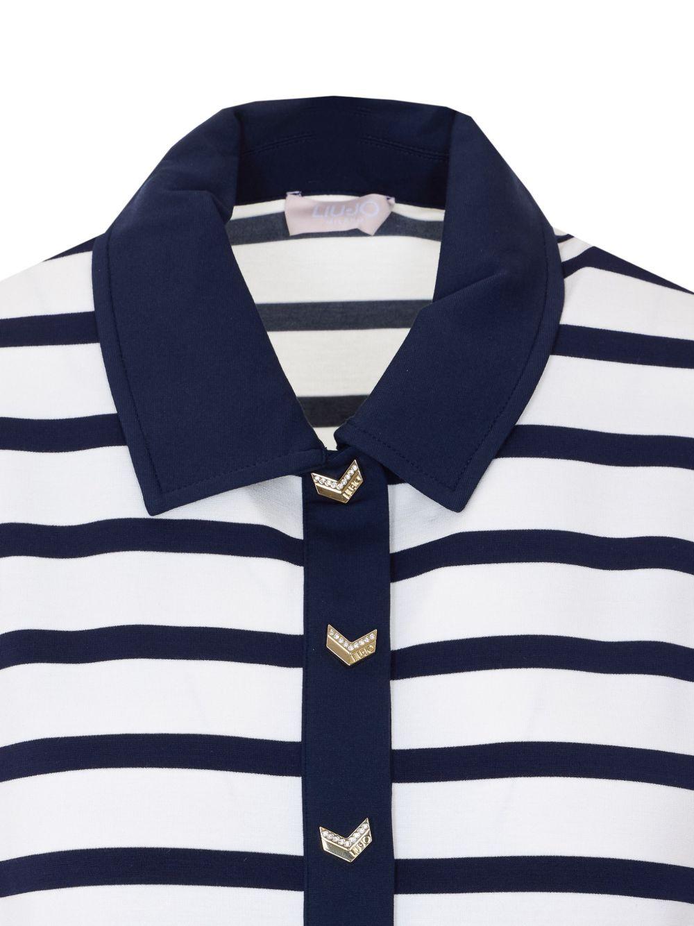 LIUJO Abito corto blu e bianco a righe