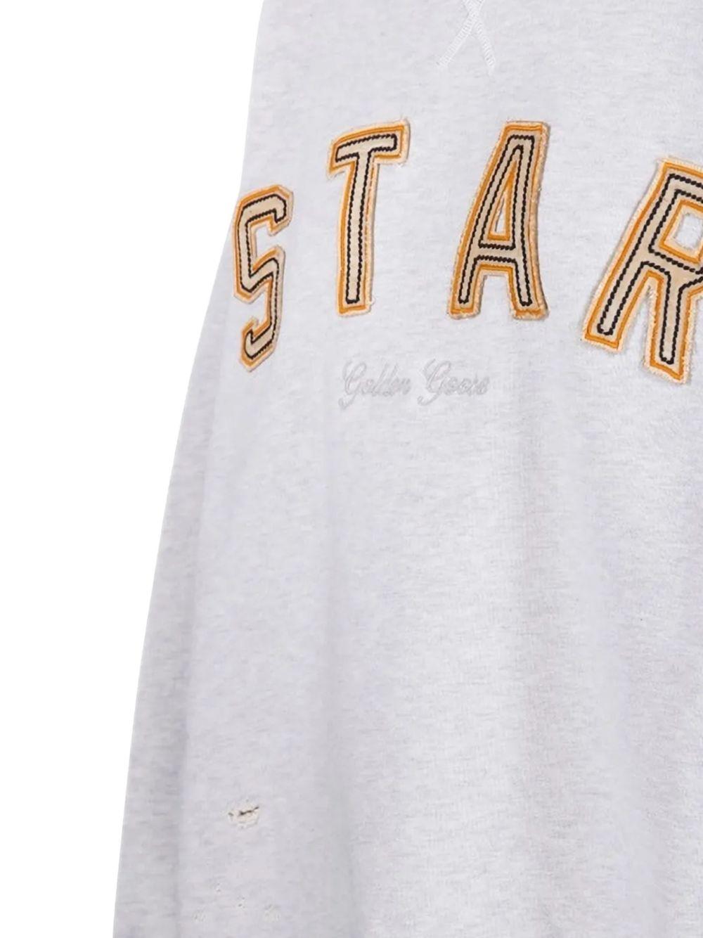 GOLDEN GOOSE Felpa girocollo in cotone grigio con stampa