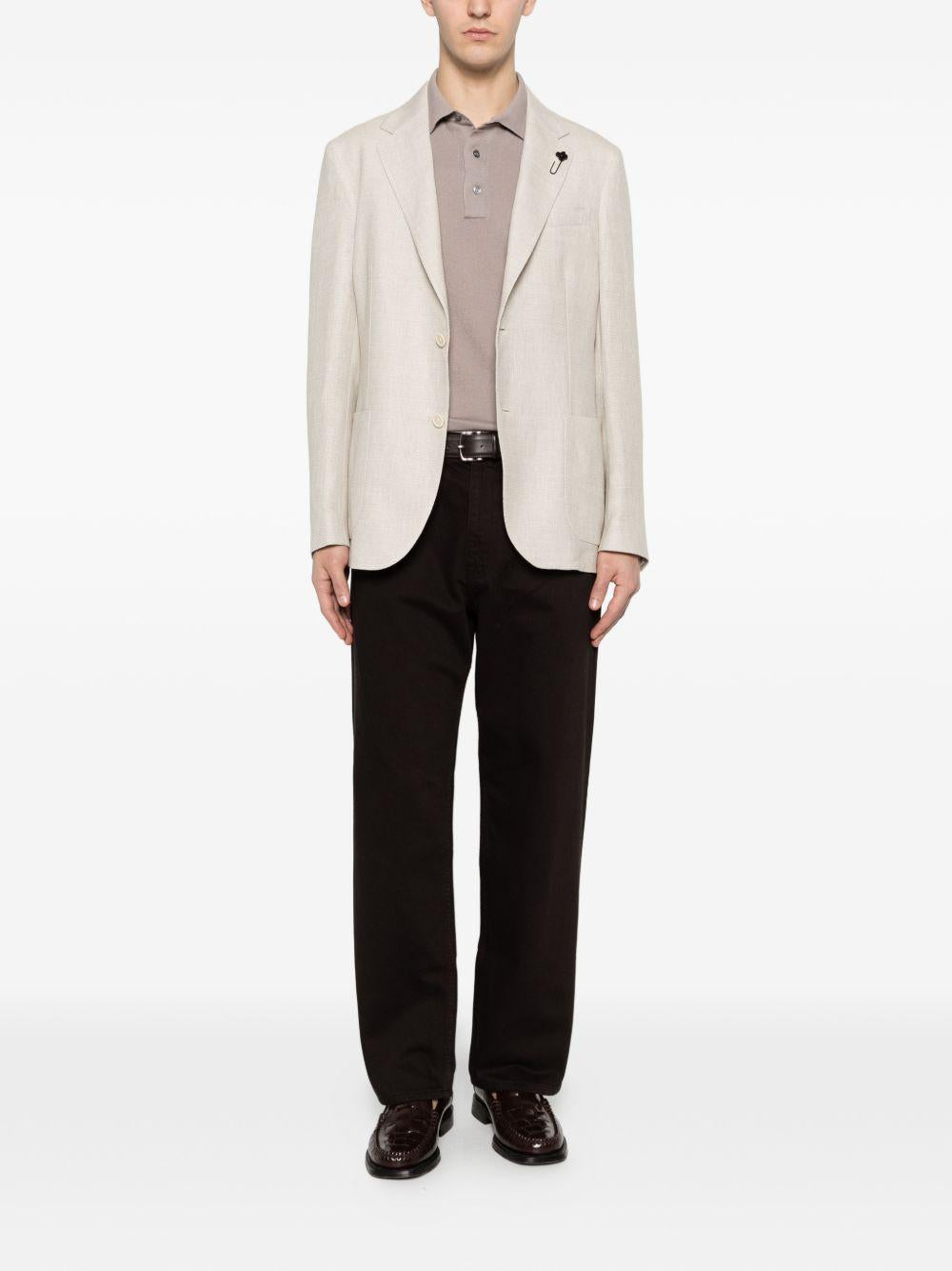 LARDINI Blazer beige con patch pockets