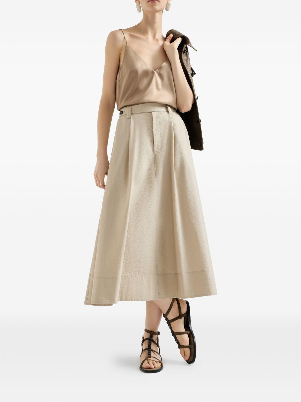 BRUNELLO CUCINELLI Gonna midi beige con bottone